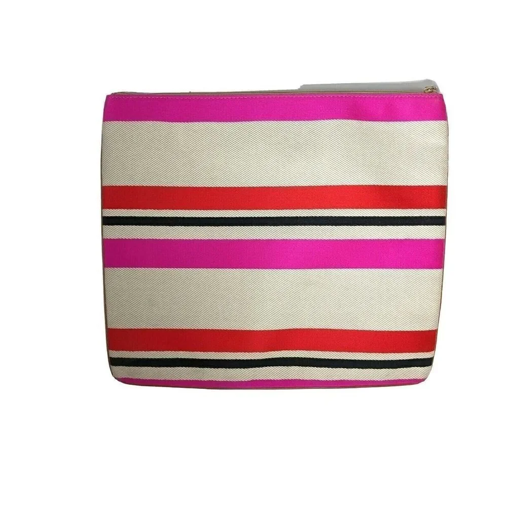 Kate Spade Bag Purse‎ Tan Pink Stripe Oversized Clutch Travel
